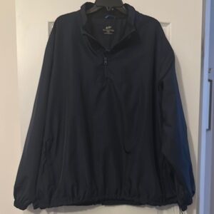 Blue Windbreaker 1/4 Zip Jacket with High Collar and Water-Resistant Material